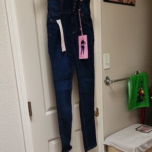 BAMBOO Women's High Rise Jeans in Deep Blue